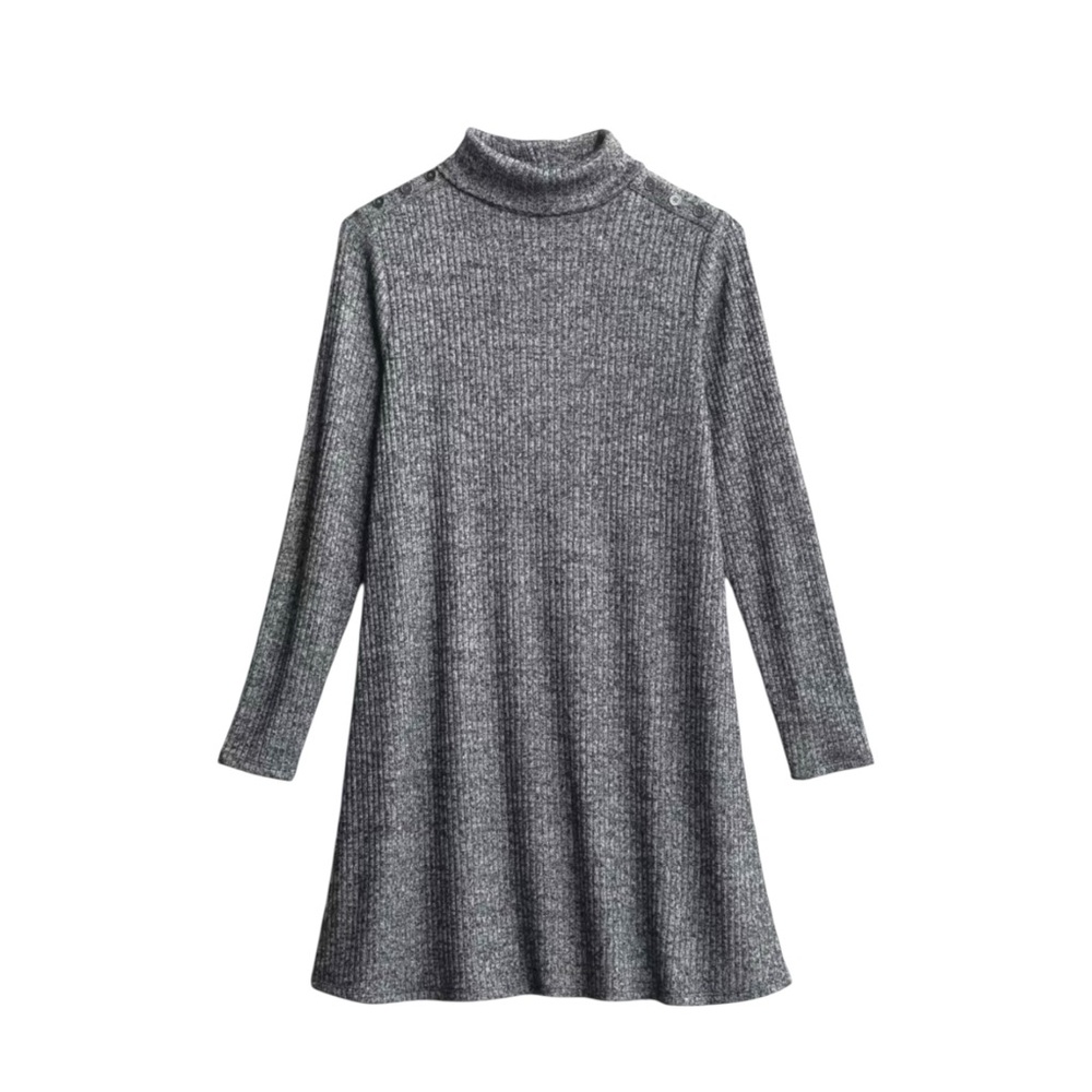 Market & Spruce Gracelyn Turtleneck Ribbed Knit Dress Grey Women’s Size S EUC